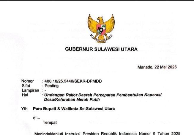 Undangan rakor bersama Bupati wali kota Kepala desa Hingga BPD SE Sulut (doc negara)