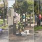 Pohon di Kecamatan Kota Tengah, Kota Gorontalo berubah jadi tempat pembuangan sampah. Rabu (18/2/2026). (Foto: Redaksi).