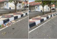 Sampah berada di depan Kantor Wali Kota Gorontalo, Kamis (19/02/2026). (Foto: Redaksi). 