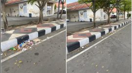 Sampah berada di depan Kantor Wali Kota Gorontalo, Kamis (19/02/2026). (Foto: Redaksi). 