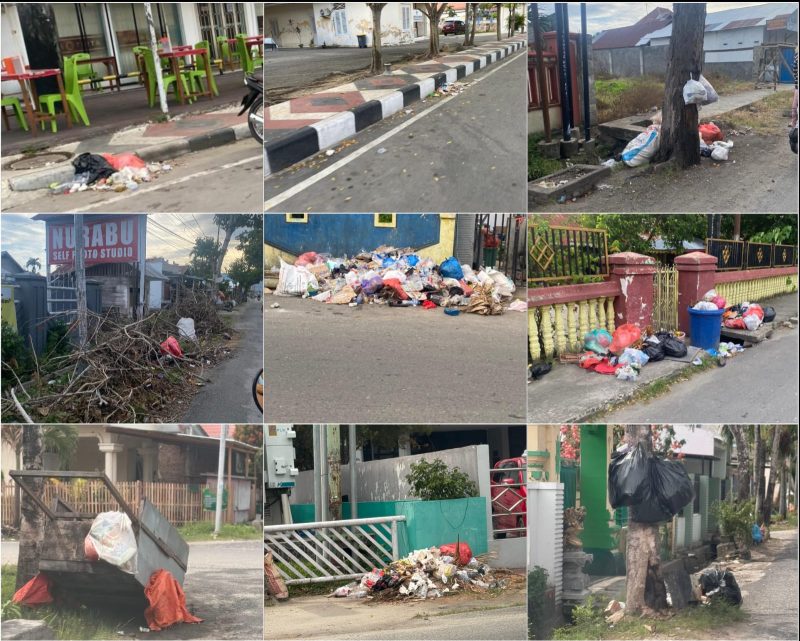 Tumpukan sampah terlihat di sejumlah ruas jalan dan fasilitas umum di Kota Gorontalo. Kondisi ini menjadi sorotan publik dalam evaluasi satu tahun pemerintahan AIR. (Foto: Redaksi). 